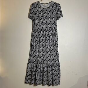 BODEN Emma Black and White Geometric Midi Dress SZ 4L